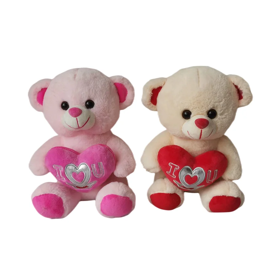 High Quality Soft Animals Plush Stuffed Bear Holding a Heart Toy Valentine Teddy With Red