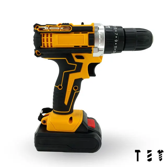 Impact Battery Cordless Drill Multi-function Power Drills Electric Screwdriver Set