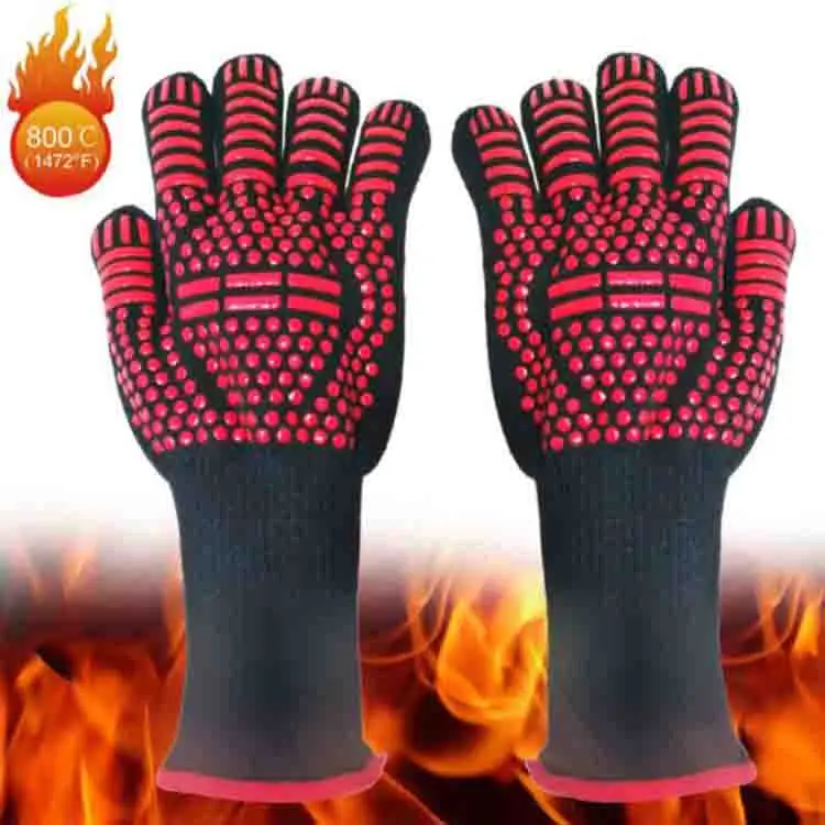 High Temperature Insulation Oven Boiler Baking Fireproof Flame Retardant Silicone Heat Resistant Grill BBQ Gloves