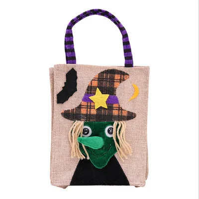 
2020 Hot Selling Halloween Burlap Trick Or Treat Candy Tote Bags Kids Gift Party Favors 