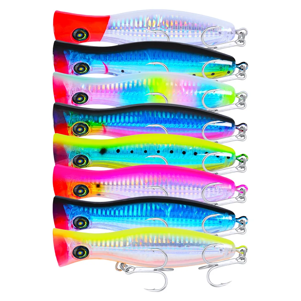 Strong Hooks 3D Fishing Lures Lipless Floating Topwater Popper Bait Fishing Lures 130mm 43g