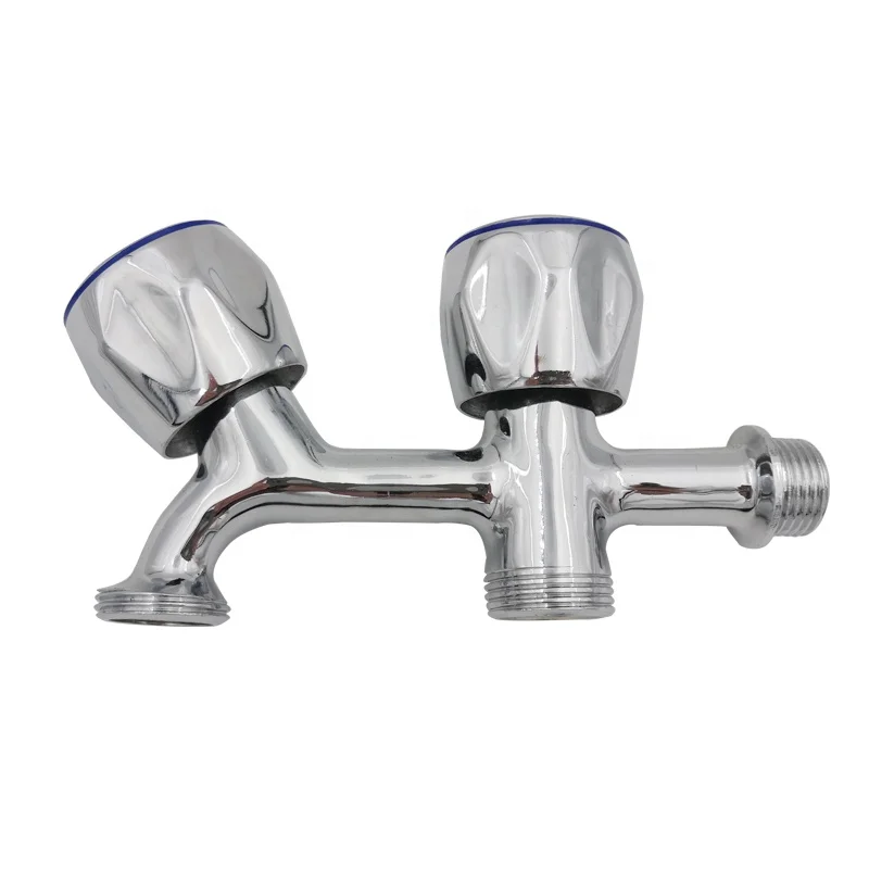 
brass polished two handle bibcock wash machine tap two way cold water faucet cp finish1/2'*3/4'*3/4' 