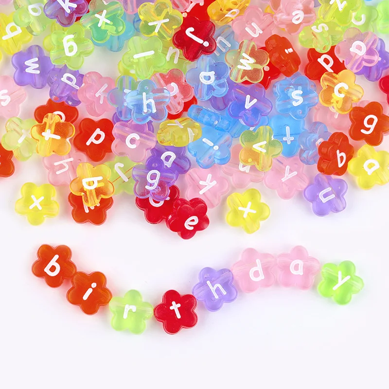 Акриловые прозрачные бусины, карамельные цвета, бусины с буквами в форме цветка, 7 мм, цветные бусины в форме цветка персика, бусины россыпью, материал «сделай сам»