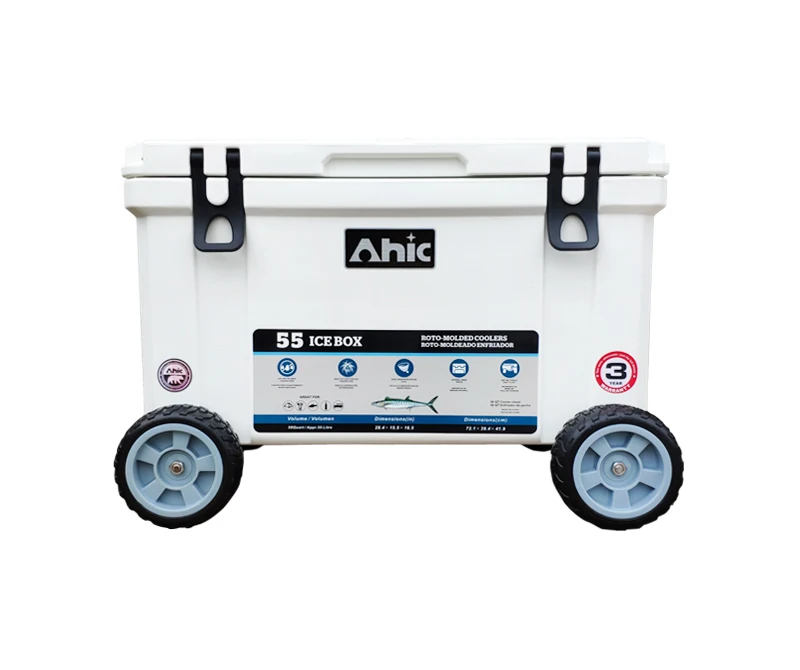 50l plastic large custom cooler plastic can beer insulated food box ice chest cooler box with wheel for outdoor fishing