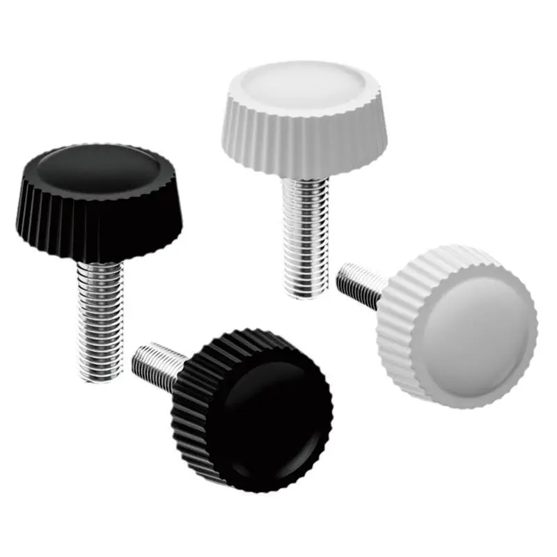 M4 M5 M6 Black Head Handle Hand Round Knurled Rubber Thumb Screw Plastic Tighten Bolt for Furniture Leveling