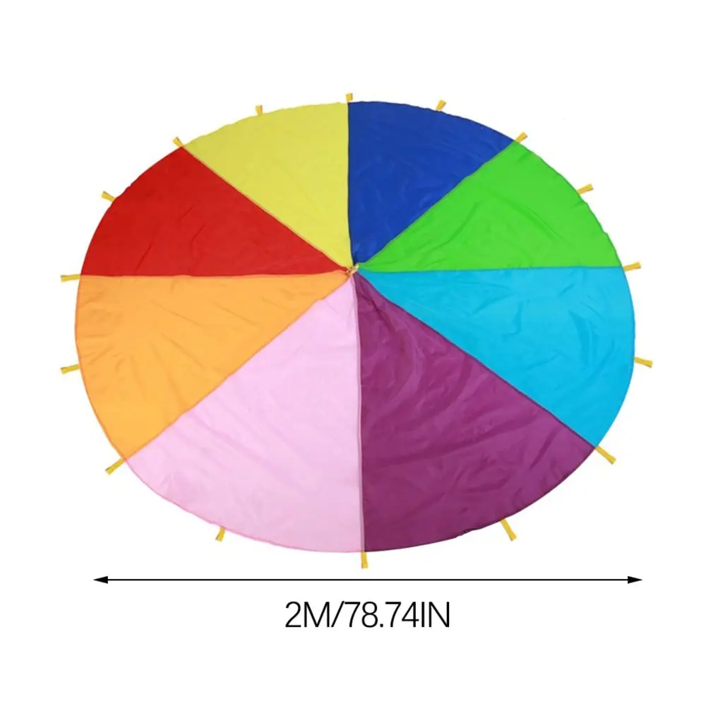 Outdoor Rainbow Umbrella Multicoloured Rip Stop Nylon Kid Parachute Toys For Kids