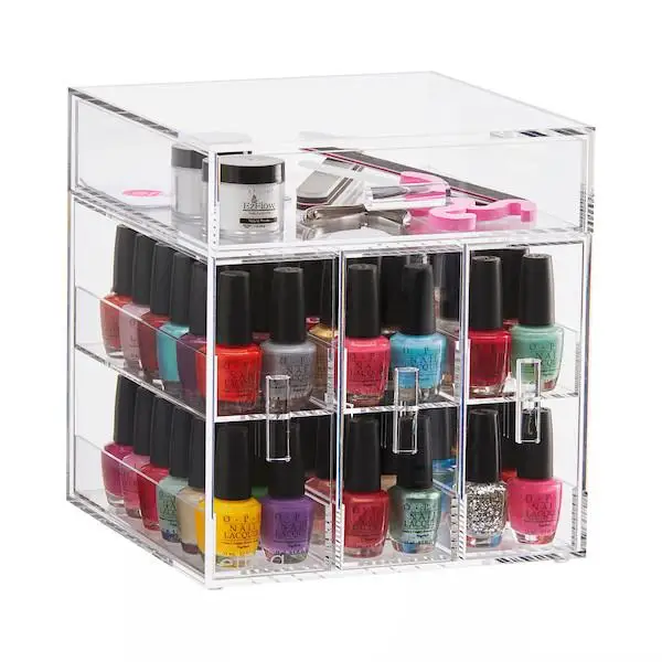 Acrylic Cosmetics Organizer Box with 5 Drawers Clear Acrylic Jewelry Chest with Lid and Drawers