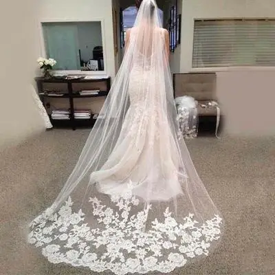 Cathedral Lace Veils Long Wedding Embroidery Veils Beaded Appliqued Bridal Veils