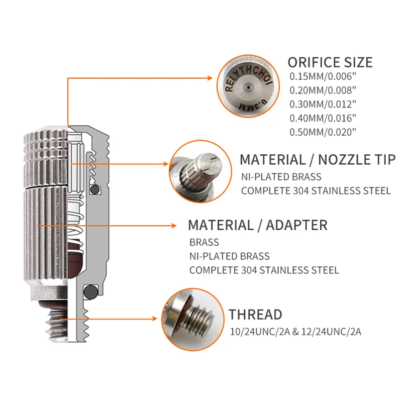 Cozymist Free Sample Stainless Steel Misting Spray Cooling Nozzle For Outdoor Activities