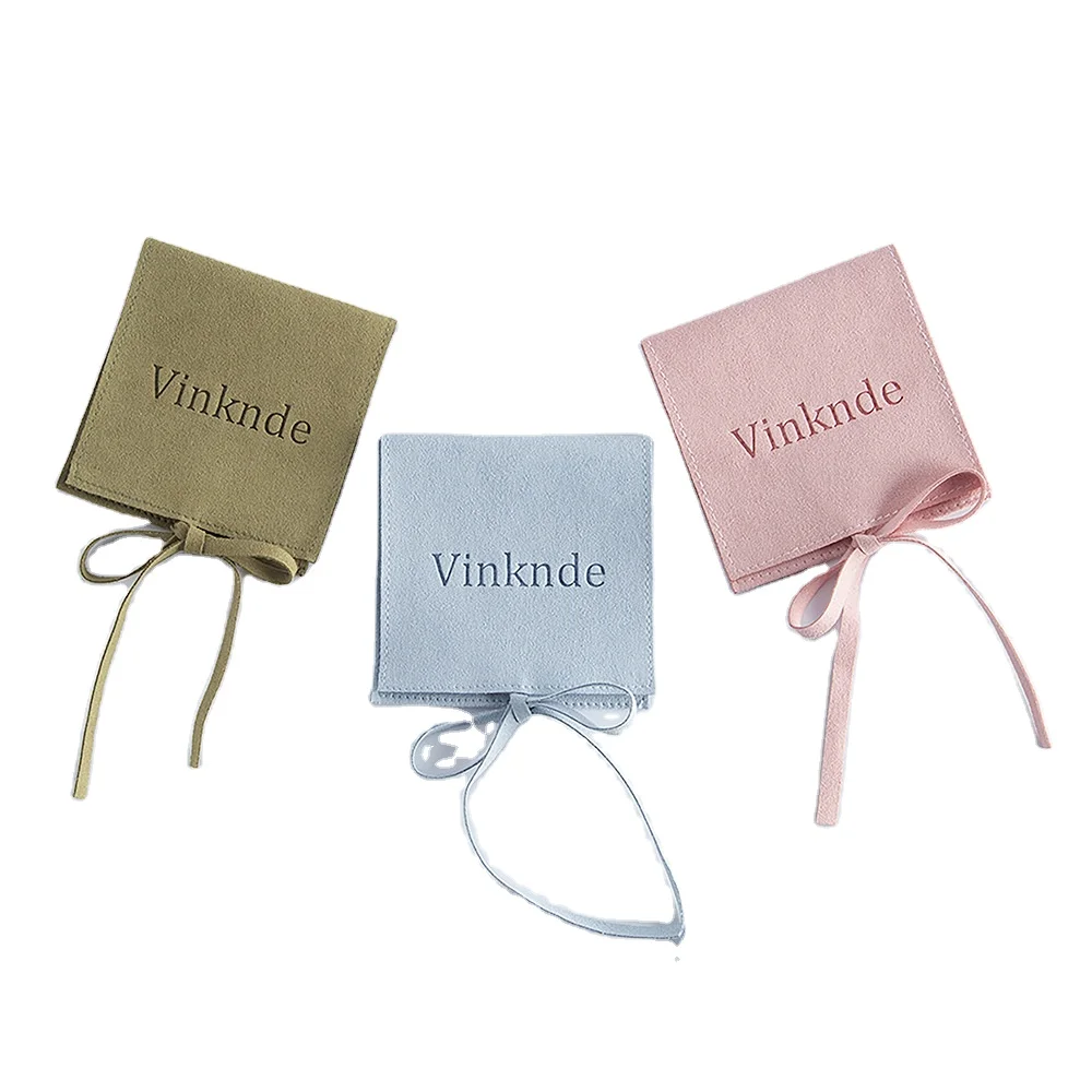 Personalized Custom Suede  Envelope Microfiber Pouch Jewelry Packaging Bag Accept Logo Printing