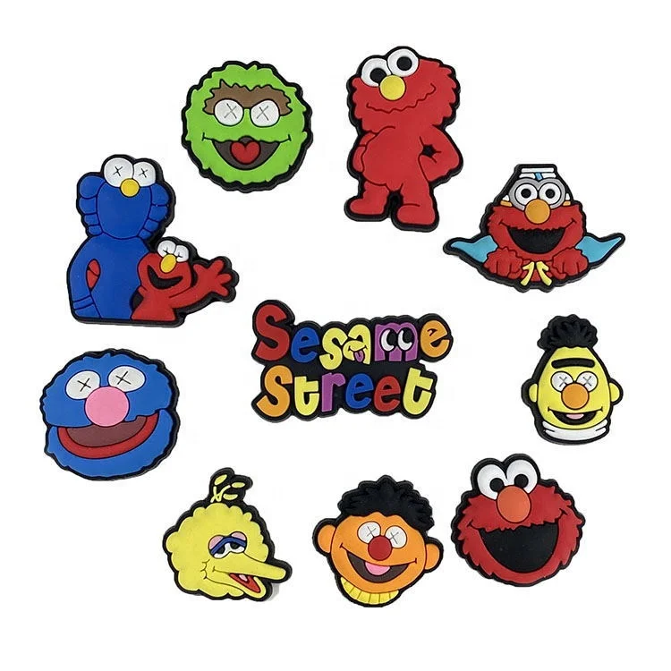 Sesame street New style Soft PVC shoe lace charms Clog shoe decorations for shoe accessories bracelets