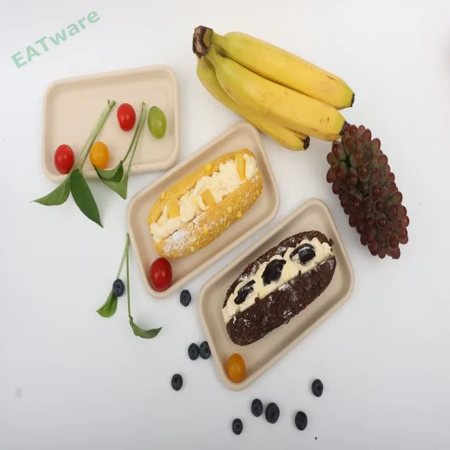 Factory Wholesale Customized Green eco friendly food tray disposable bamboo food tray biodegradable bamboo tray