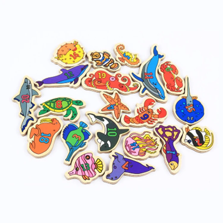 
Wooden Fishing Fridge Magnet Toy Magnetic Alphabet Letters and Numbers for Kids 