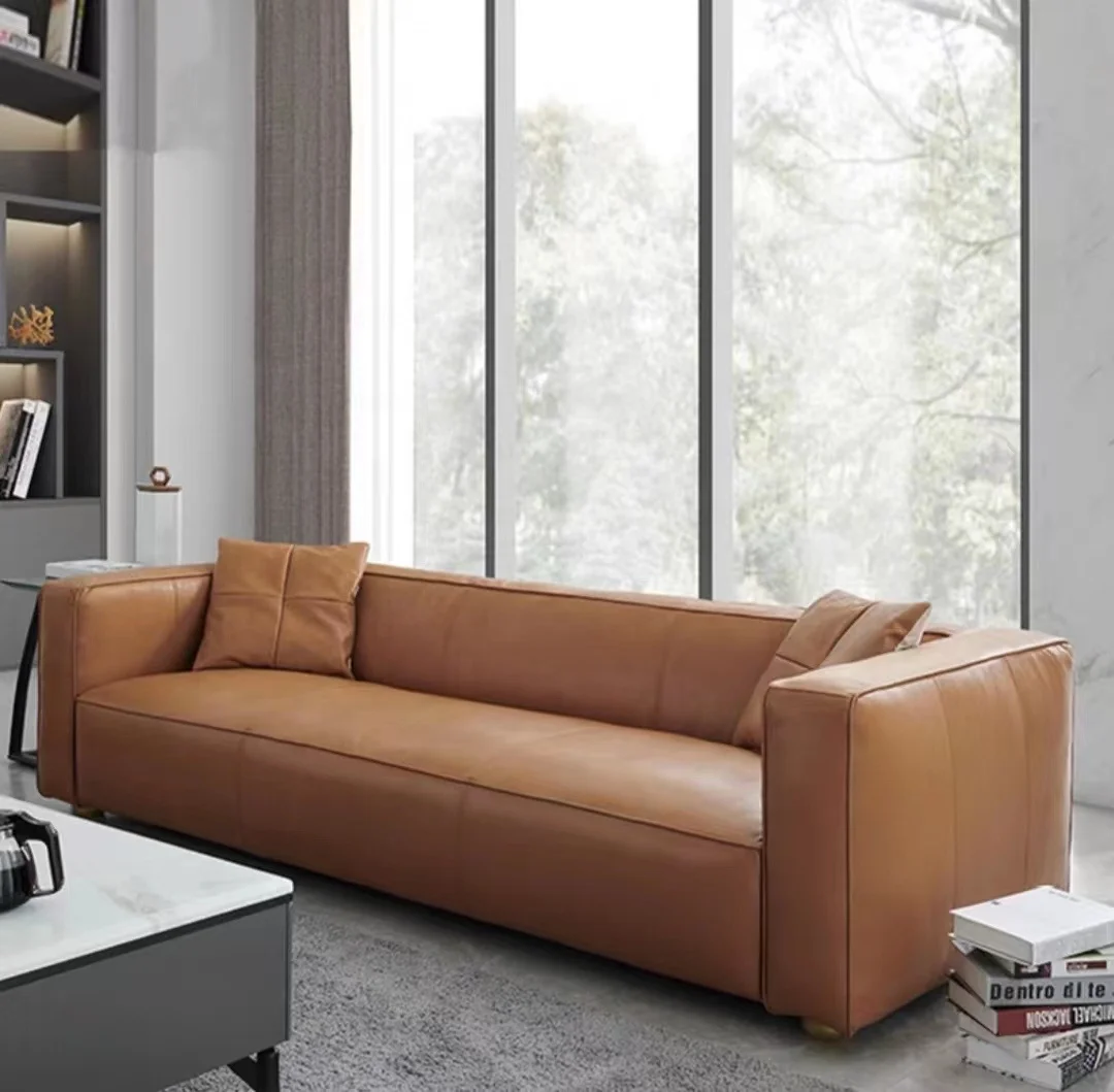 Modern I-Shaped Upholstered Couch Soft and Comfortable 3 Seater Leather Sofa Fast Delivery for Living Room Chaise Lounge