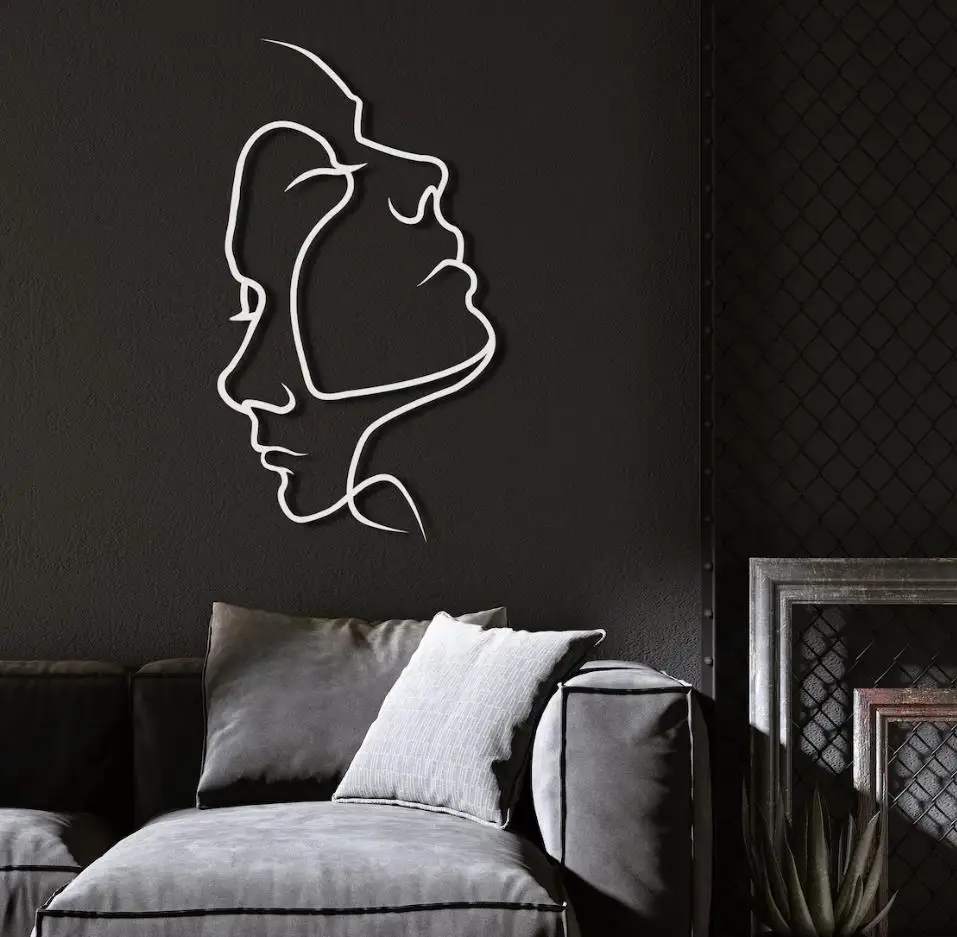 Minimalist Line 2 Faces Metal Minimalist Art Geometric Wall Decor Interior Decoration Wall Hangings Home Wall Art
