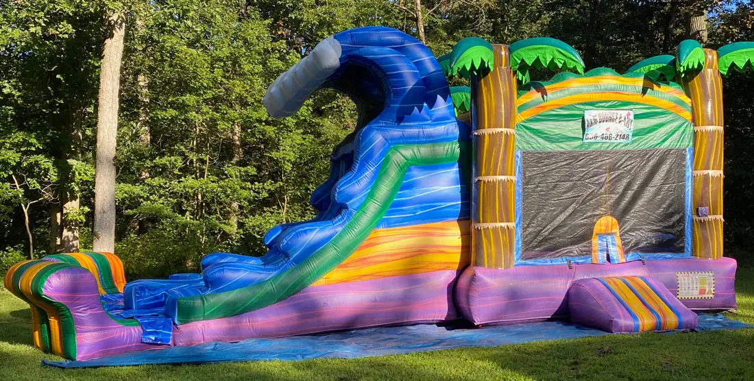 Commercial inflatable palm coconut tree house bouncer bouncy castle jumper bounce house combo with slide for  party  business