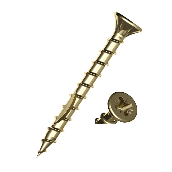 Steel Metal Exporter #8 x 1 1/8 Interior Zinc Yellow Coated Phillips and square PSD ACR  Pozi-Driv Wood Screw Fasteners Bits