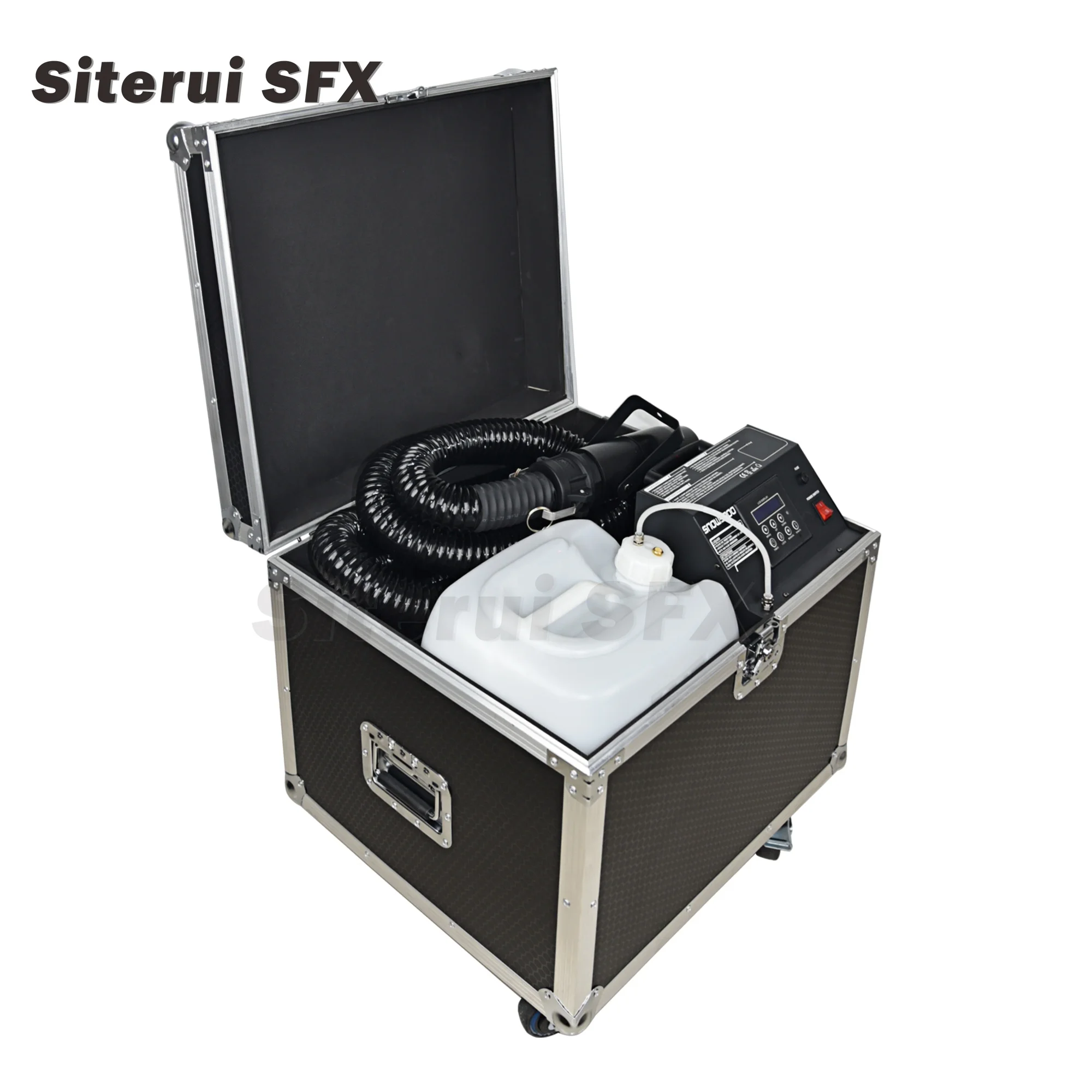 Siterui SFX stage Snowflake atmosphere Mute1800w large snow machine 10m hose DMX LCD remote control snow maker with flight case