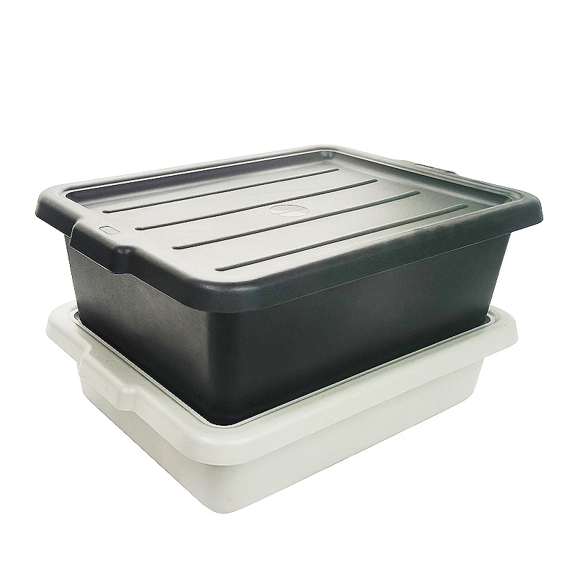 Commercial Rectangular Stackable  Kitchen Food Vegetable Storage Plastic Tote Boxes With Lids Wash Tub Basin Bus Box