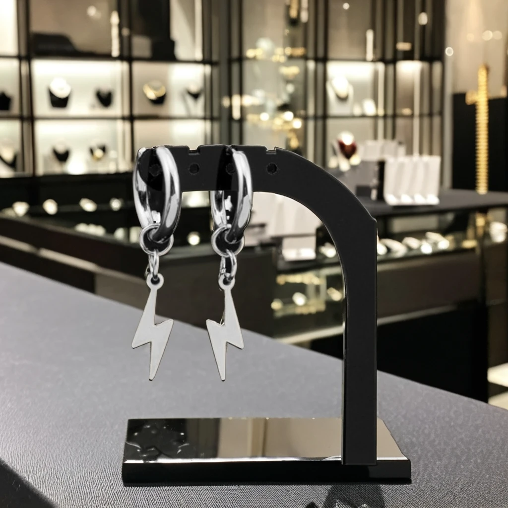 Japan South Korea Trendy Stainless Steel Fashion Simple Tempe Earrings Small Circle Smooth Cross Pendant Unisex Silver Plated