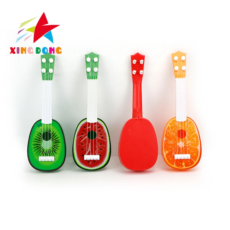 Early Education Musical Instrument 4 Strings Ukulele Playing Guitar 36 cm Mini Toy Set in 4 Fruit Prints