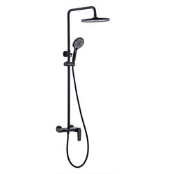 Matt black thermostatic shower system stainless steel 304 bathroom rain shower set mixer column