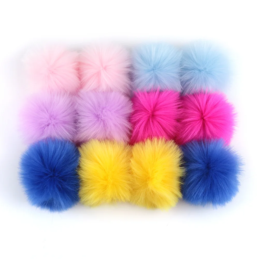 
12pcs/set 10cm Multicolor Hat Ball Pom Pom Handmade DIY Artificial Raccoon Ball Wholesale Cap Faux Fox Fur PomPom 