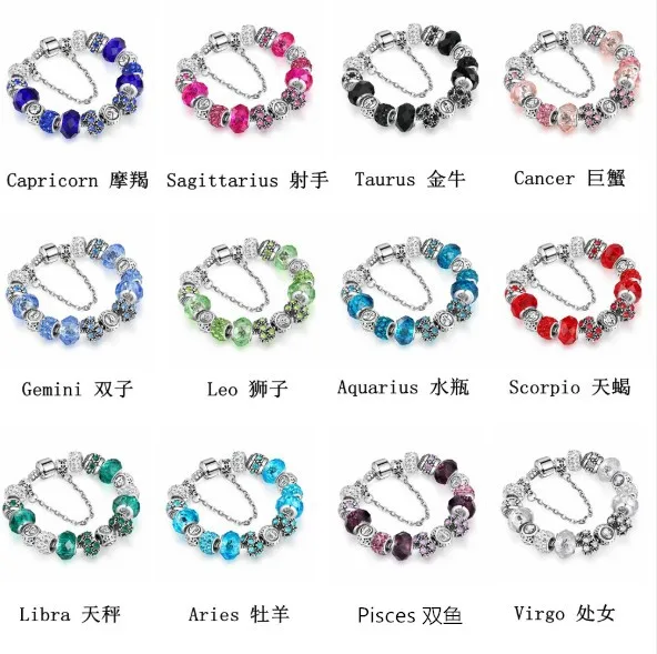 Chinese style popular stone charm snake chain bracelet zodiac charm bracelet