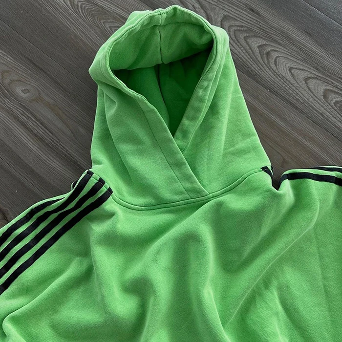 Huili Factory Hot Selling Winter 100% Cotton Thick Hoodie Men Custom Striped Tape Sleeve Streetwear Pink Hoodie