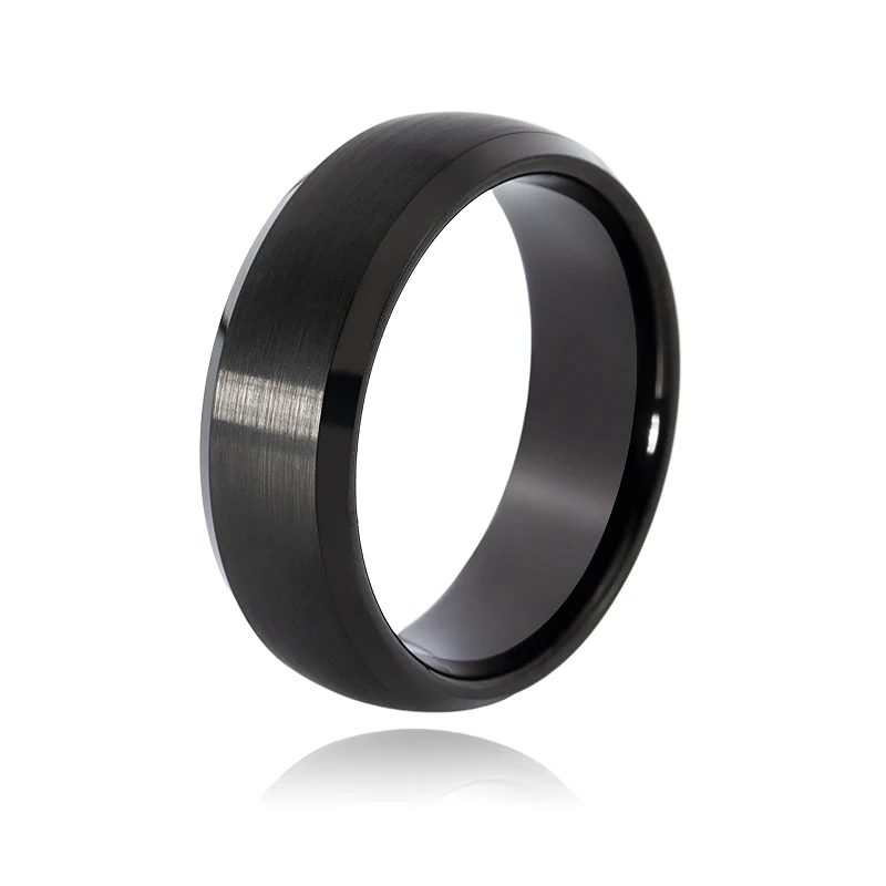 Classic Matte Finish Beveled Polished Edge Wedding Ring For Men