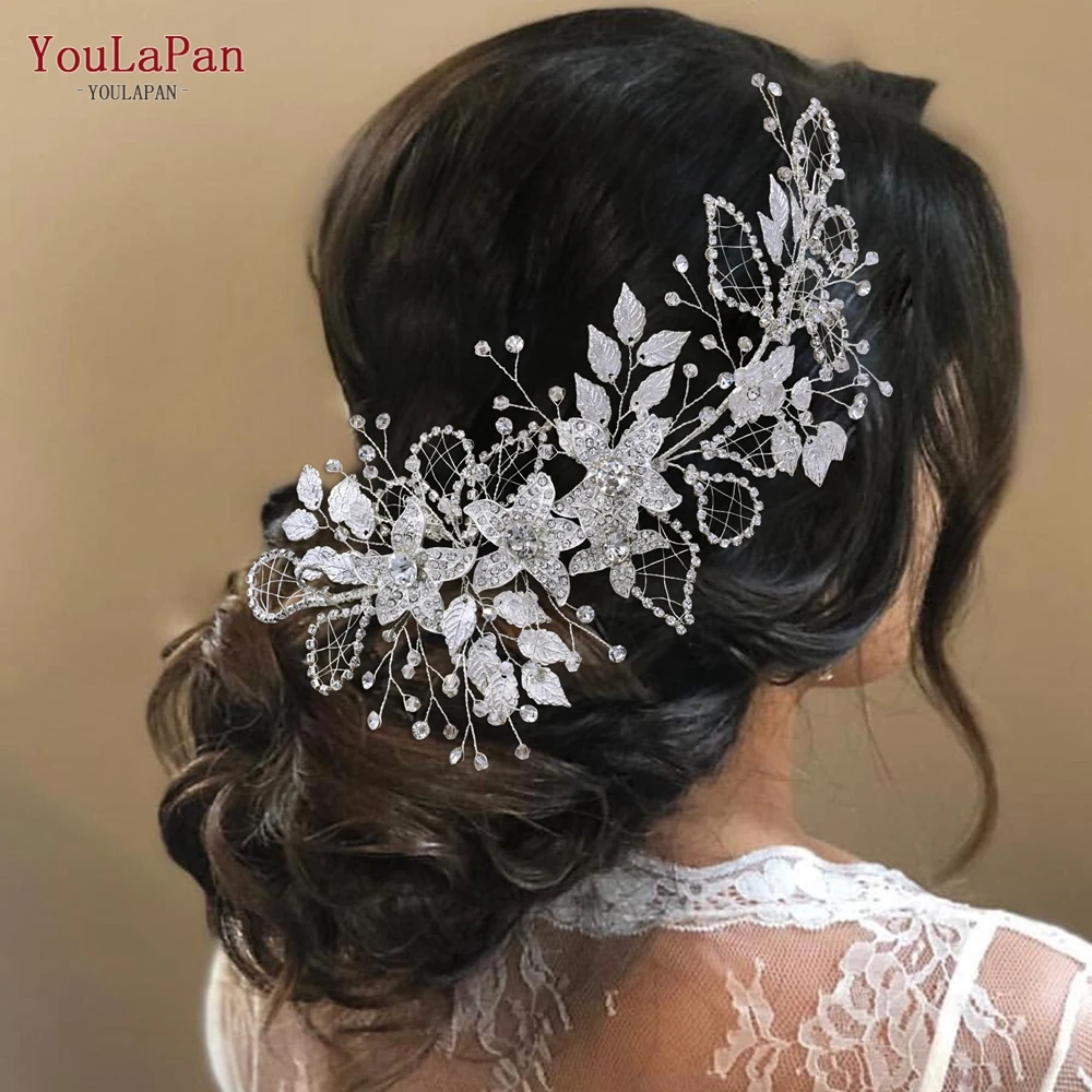 YouLaPan Wholesale Bridal Hair Accessories Gold Silver Flowers Leaves Fancy Headpiece Women Prom Party Wedding Headwear HP282
