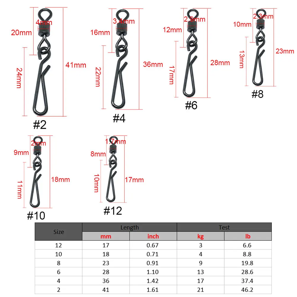 500 pieces/bag Stainless steel Fishing Rolling Swivel with Hanging Snap Quick change fishing Tackle