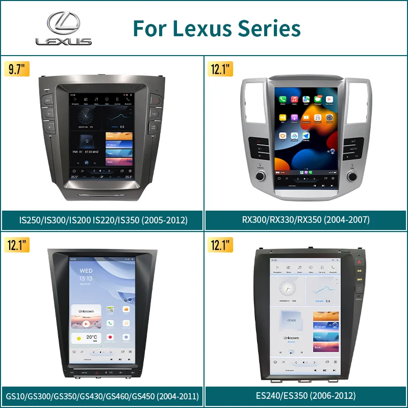 12.1 Inch Vertical Touch Screen Android Car Multimedia Player for Lexus series GS/ES/IS/RX Tesla Style Car Stereo