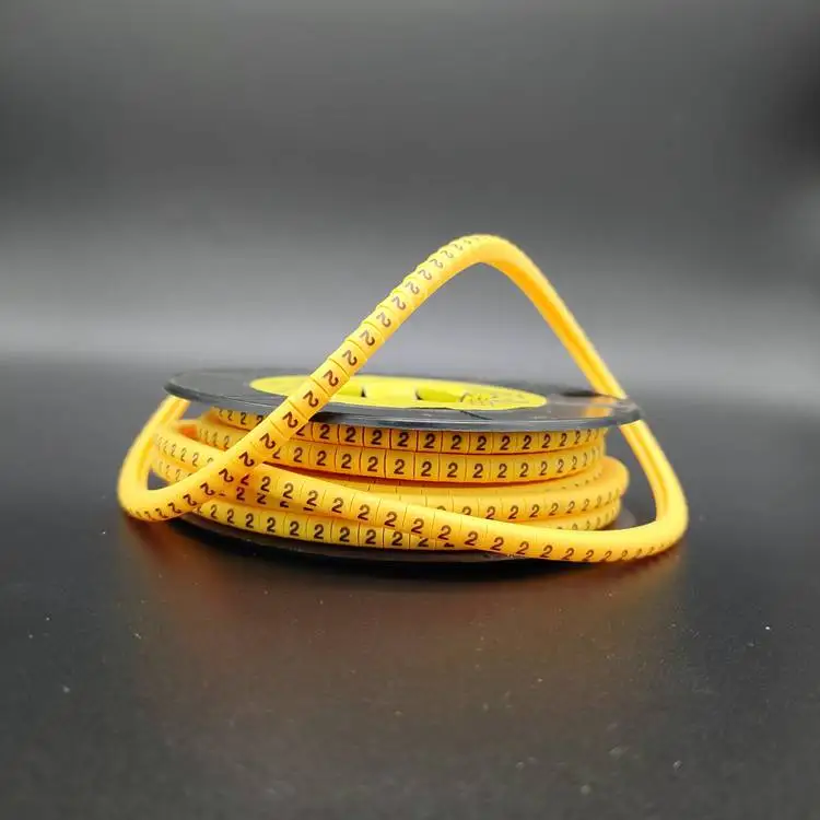 Yellow PVC 0.75-1.5mm Number Letters Cable Marker Strip For Wire Cable