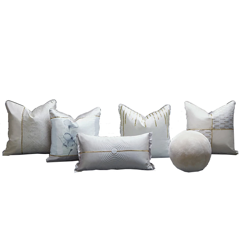 
Giving Free Samples Can Mixed Purchase Faux Leather Embroidered Jacquard Cushion Cover White Cushion 