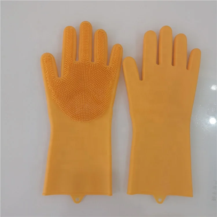 Hot sale waterproof dish washing household gloves rubber kitchen cleaning gloves reusable silicone gloves
