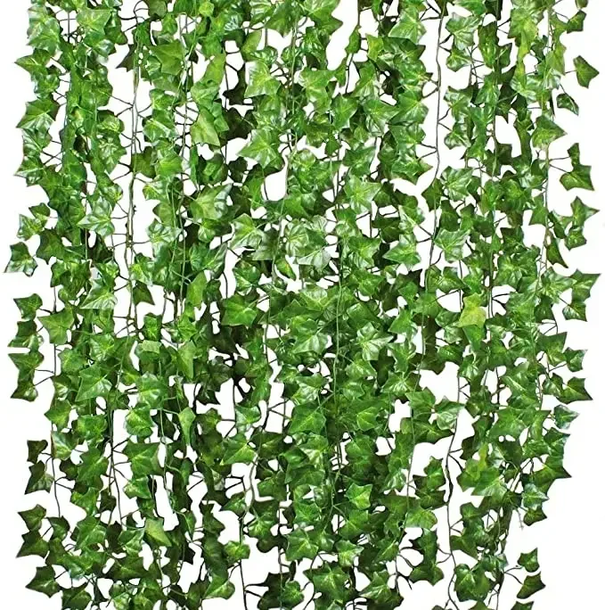 Оптовая продажа искусственных листьев плюща растения Виноградная подвесная гирлянда пластиковая листва для домашнего сада Свадебный Настенный
