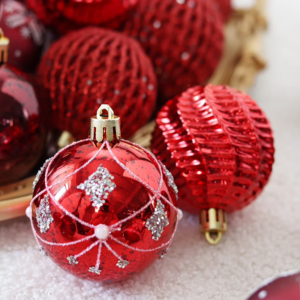 Hot Sale Christmas Ball  Xmas  Ornaments Glitter Xmas Tree Ball Decoration Holiday Party Front Door Hanging Decoration
