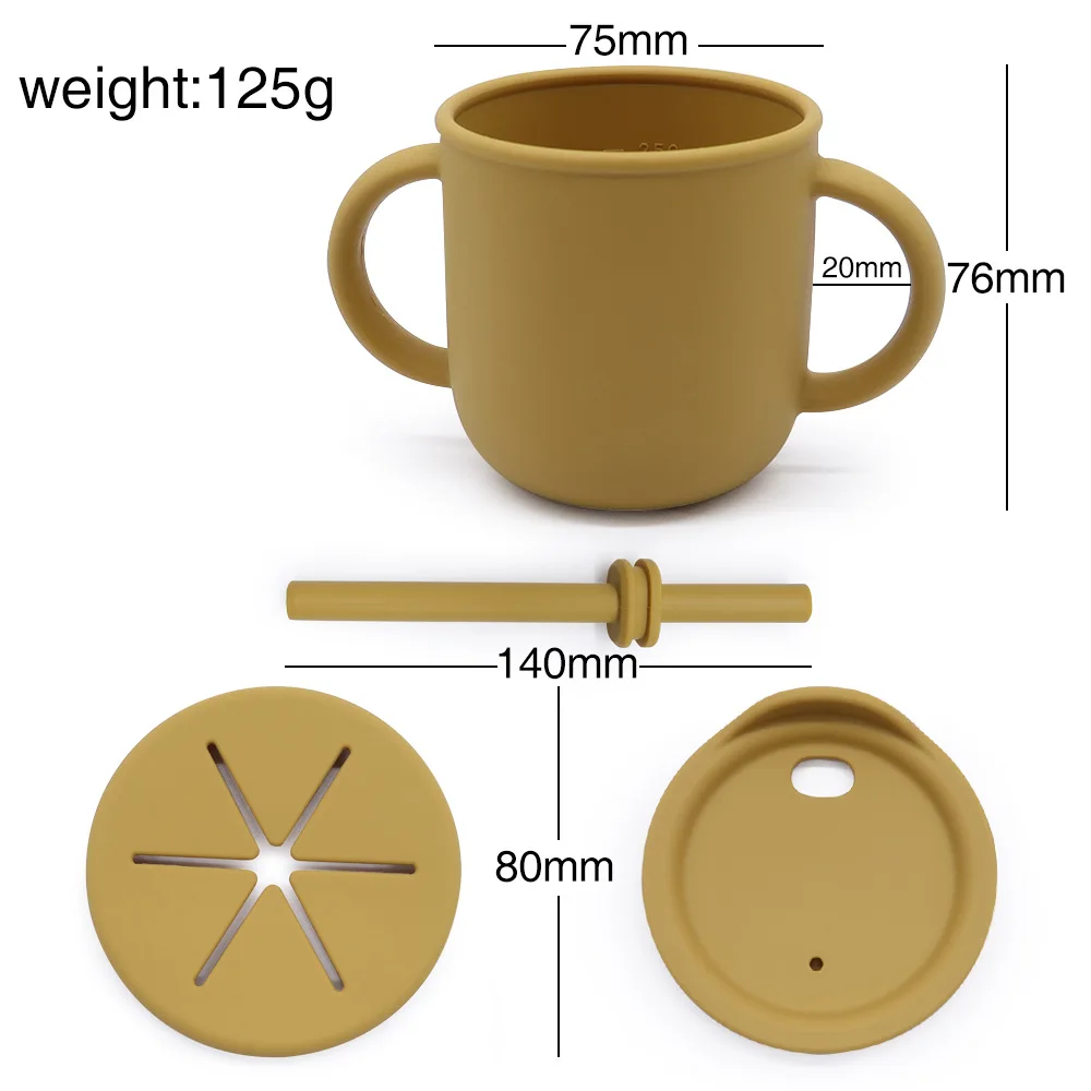 Toddler Snack Catcher Food Grade Collapsible Cup With Straw No Spill Food Baby Cups Foldable Silicone Snack sippy Cup