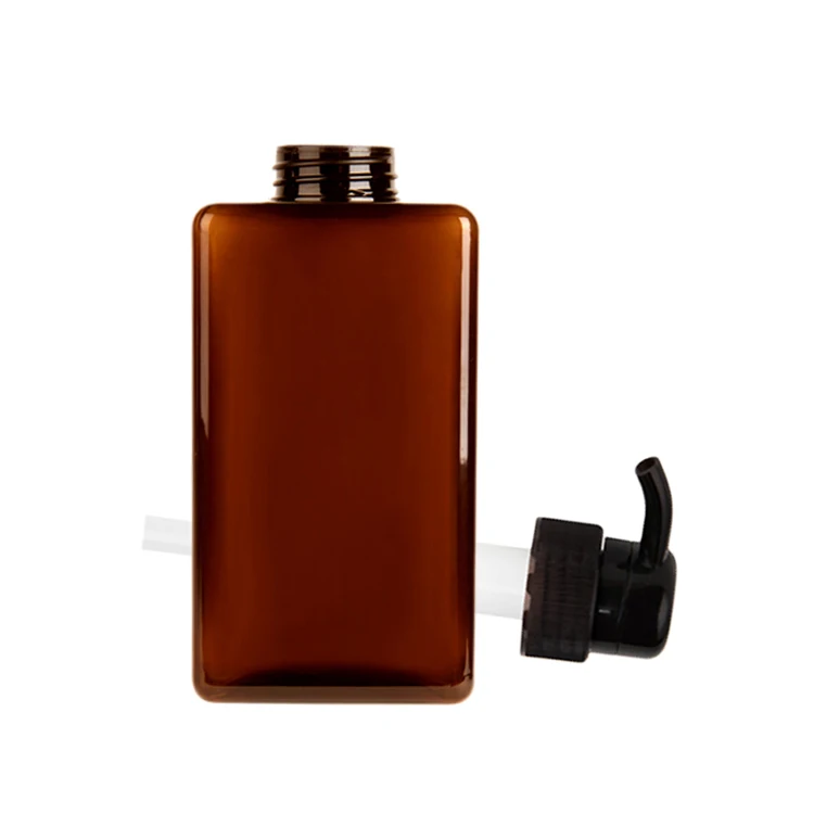 Wholesale 450ml amber square plastic shampoo pump foam soap dispenser bottle
