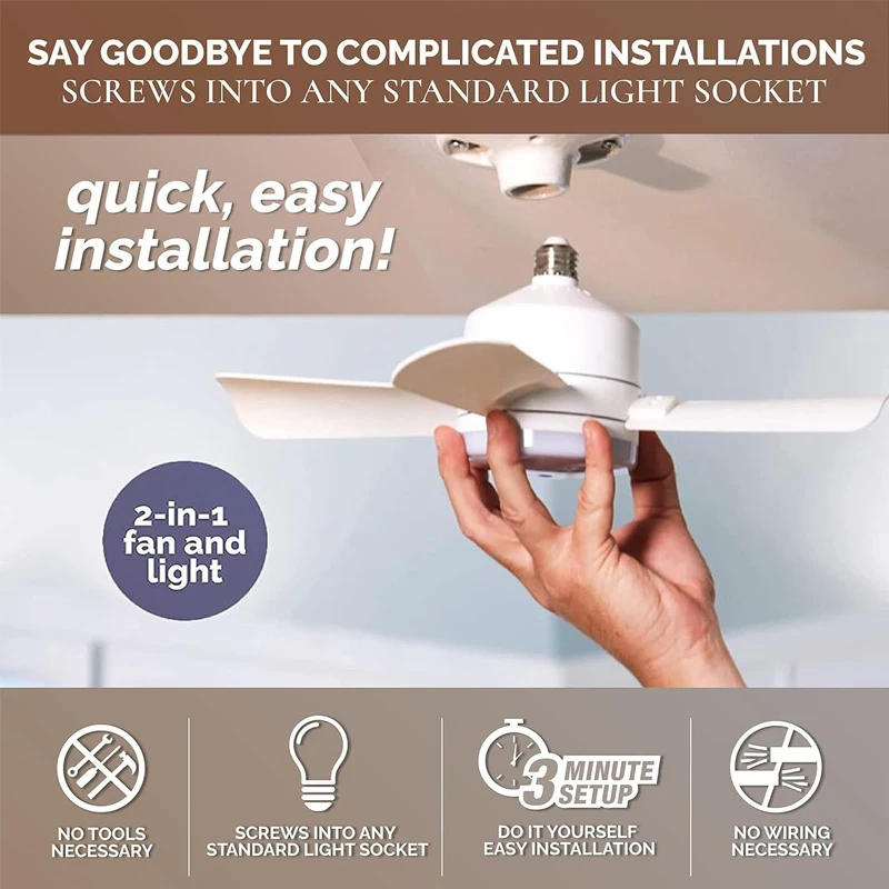 Patented Socket Fan Light  with ETL and  Light Replacement for Light Bulb/Ceiling from BBT