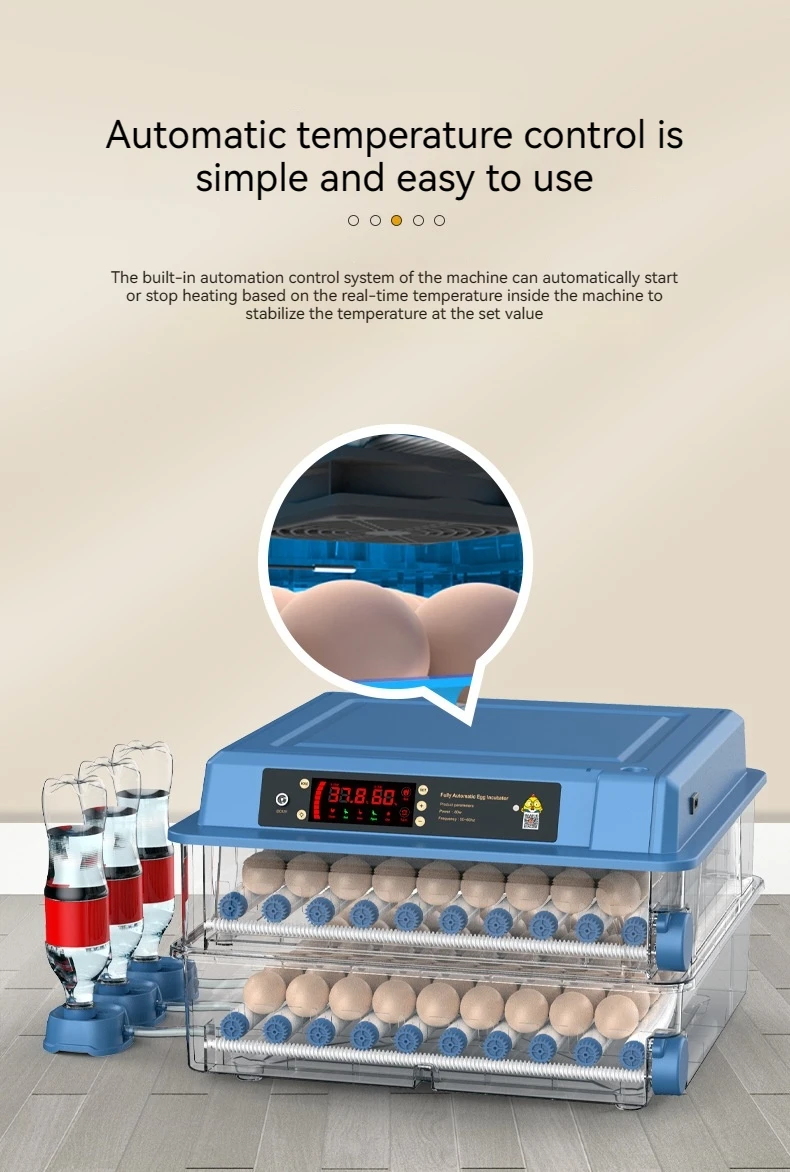 Automatic Temperature Hot sale 192 Egg Incubator Hatcher Digital Goose Capacity Chicken Turning Control Energy-saving small Size