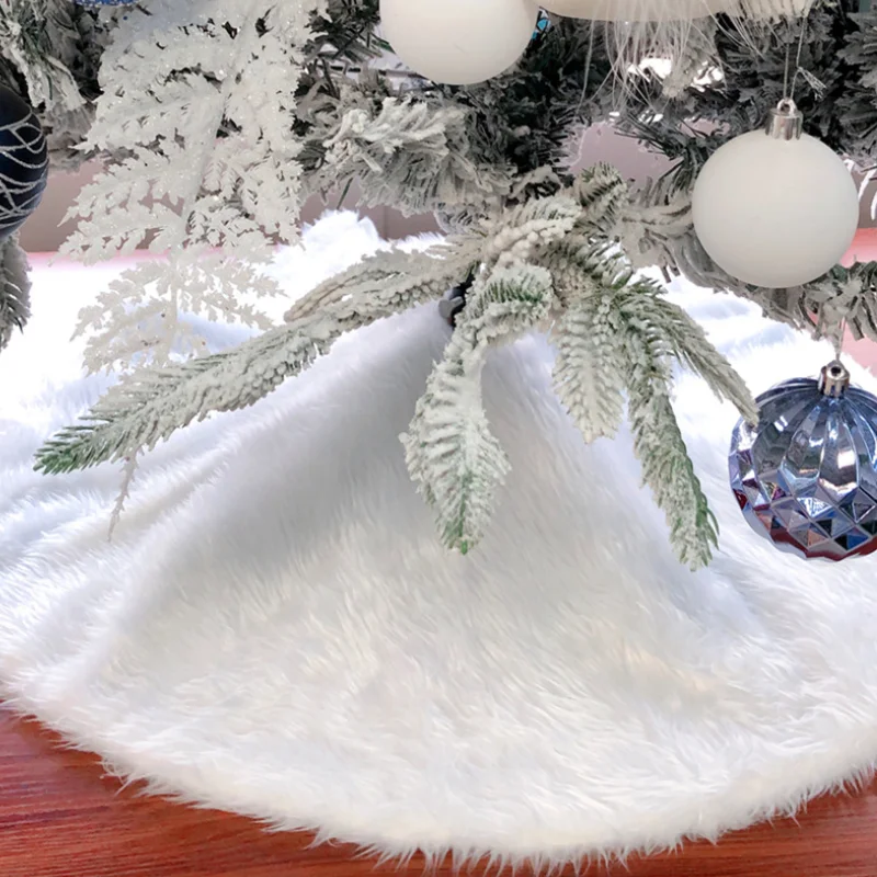 Large White Tree Skirt Xmas Faux Fur Tree Skirt Christmas 60 inch Tree Skirt for New Years Eve