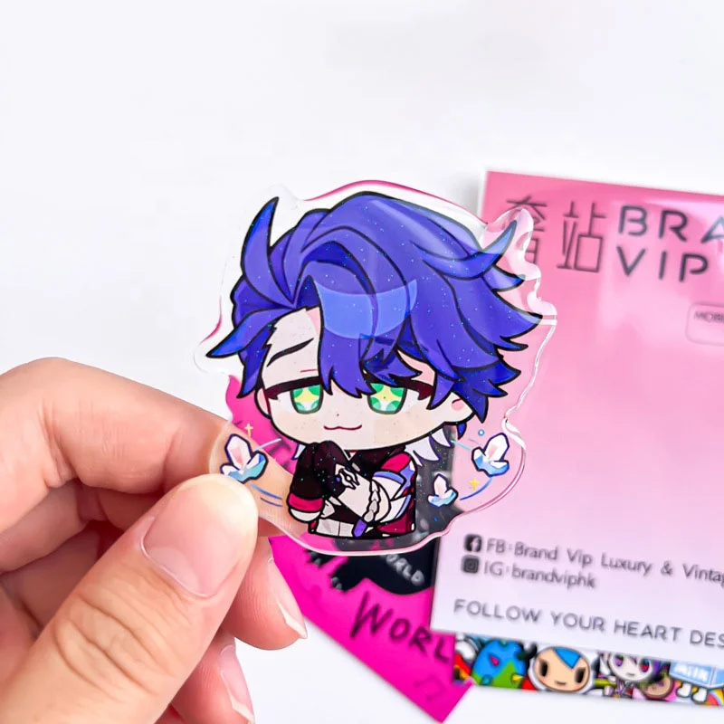 Factory Custom Transparent Epoxy Acrylic Mobile Phone Grip Cartoon Anime Pop Sockets Phone Holders Stand