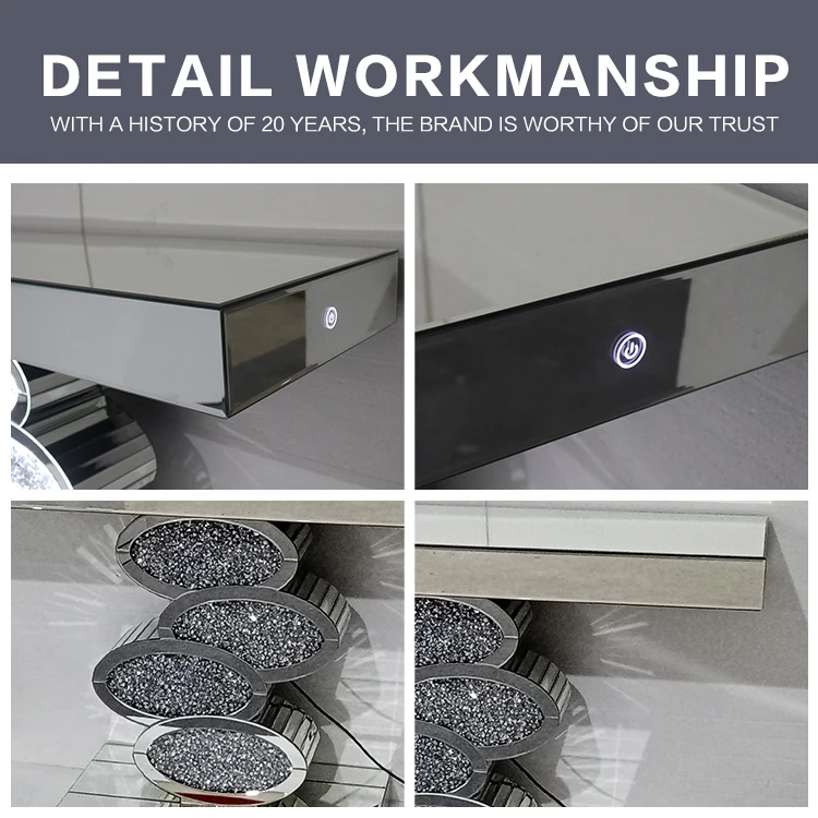 YGJS0461 LED living room furniture Chinese Factory vanity makeup table with lighted mirror design Mirror Console Table