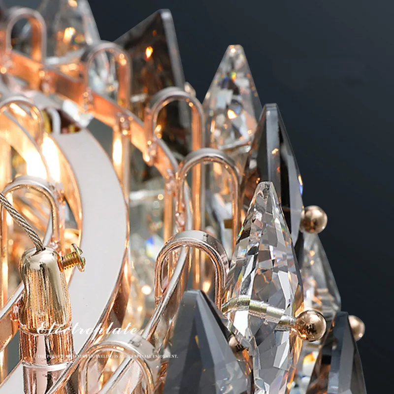 Luxury hotel home decorative lighting k9 crystal ceiling pendant lights modern gold chandeliers for living room