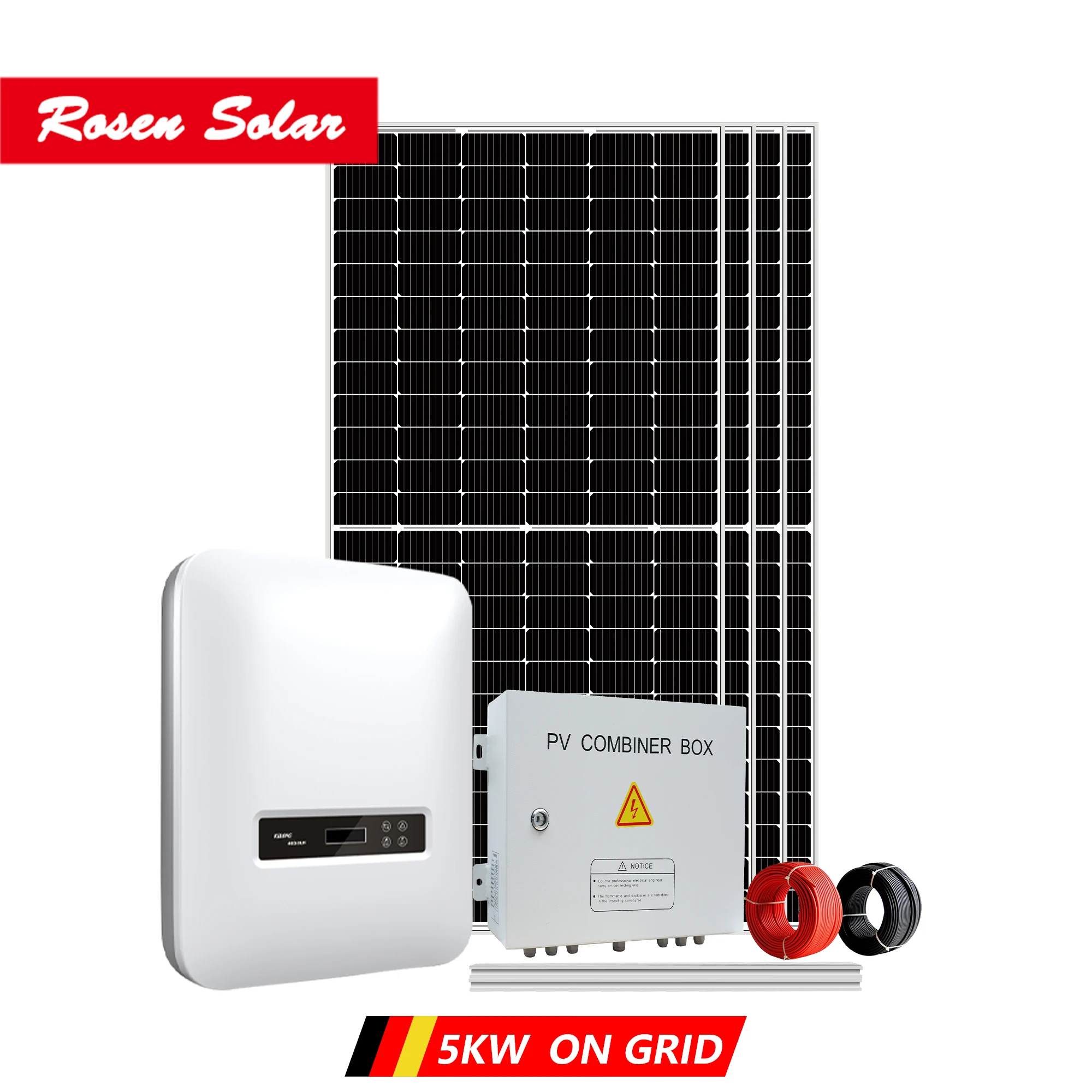 High Efficiency 5000 Watts Full Sets Solar Panels On Grid 5kw Power System Kit with Mppt Control