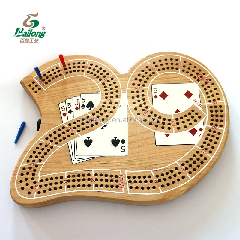 Ready to ship custom kids adult gift score with pegs wooden 29 shape cribbage board game