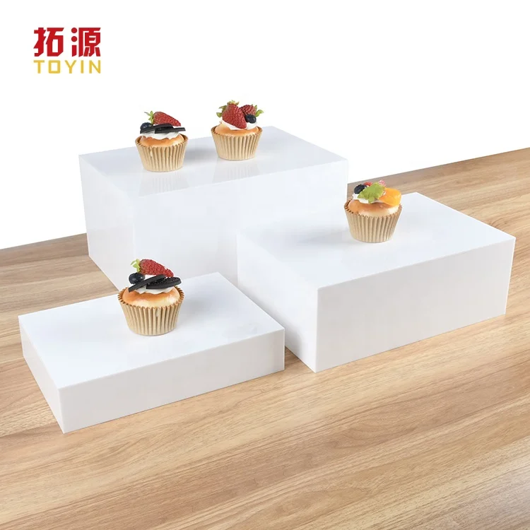 In stock Set of 3 piece Acrylic Food Display Buffet Riser Acrylic Riser Stand Food Pedestal Box Display