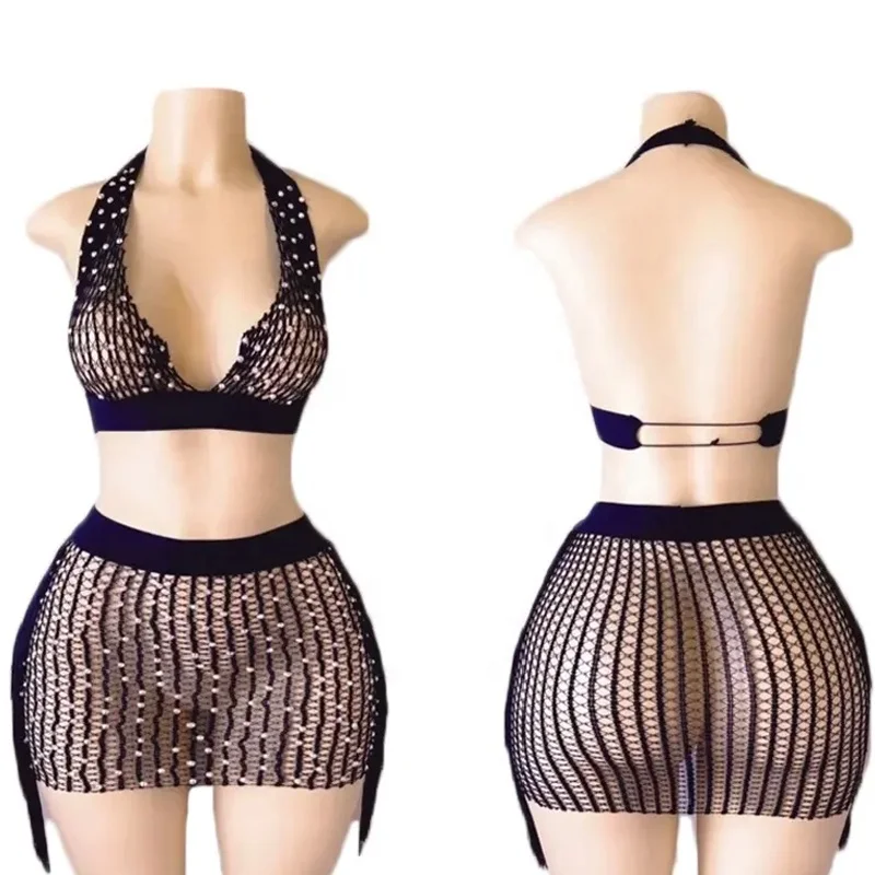 Ailangke Wholesale Customize Sexy Exotic Stripper Dance Wear Two Piece Exotic Women Nightclub Outfits